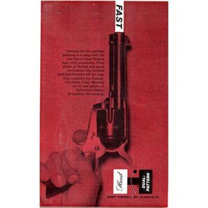1961 Hurst Performance Parts Dual Pattern Shifter Vintage Print Ad Revolver Art